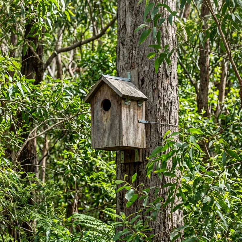 Animal nesting box installed as a humane alternative to a Spotswood roof cavity